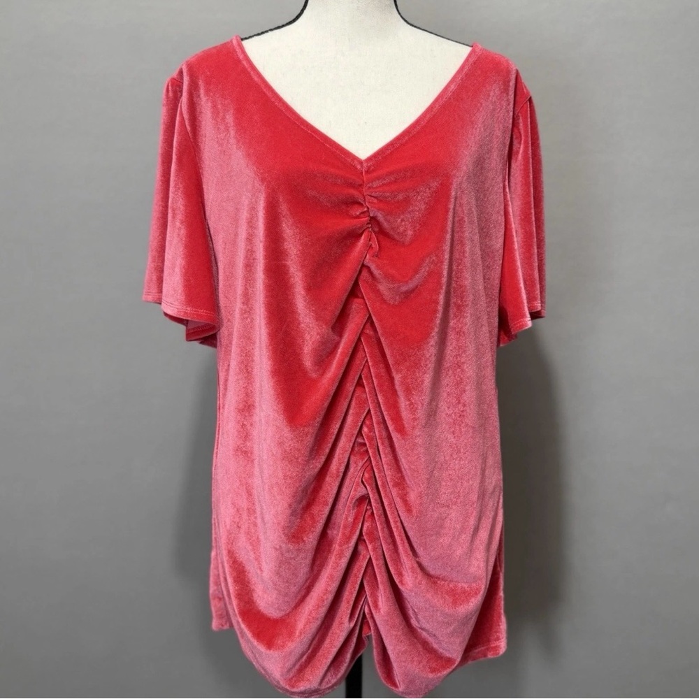 Elegant Pink Ruched Torrid Velvet Top